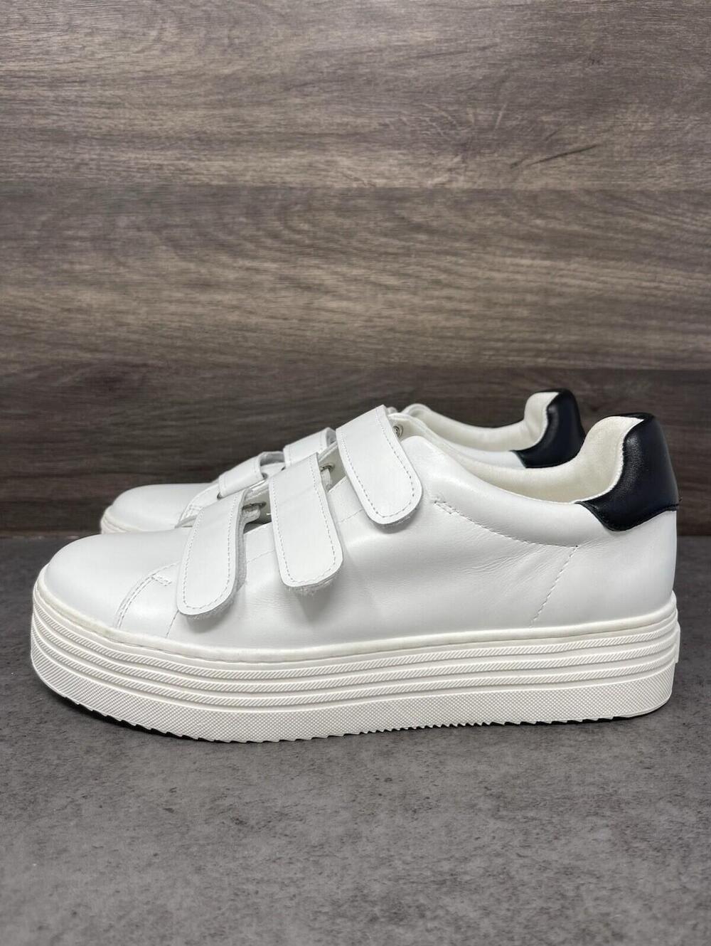 Sam Edelman Spence Platform Sneakers Womens Size 9.5 White Black Strap